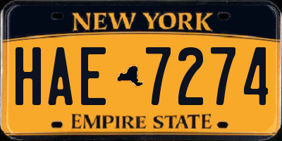 NY license plate HAE7274