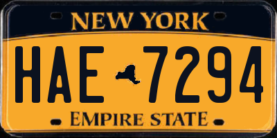 NY license plate HAE7294