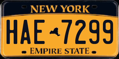 NY license plate HAE7299
