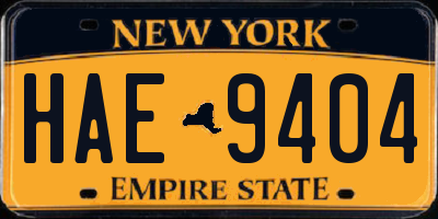 NY license plate HAE9404