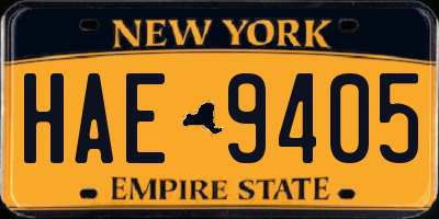 NY license plate HAE9405