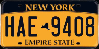 NY license plate HAE9408