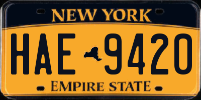 NY license plate HAE9420