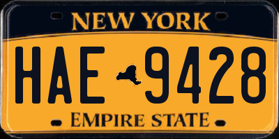 NY license plate HAE9428