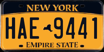 NY license plate HAE9441
