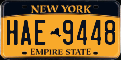 NY license plate HAE9448
