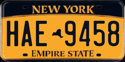 NY license plate HAE9458