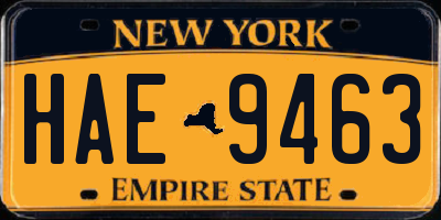 NY license plate HAE9463