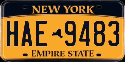 NY license plate HAE9483
