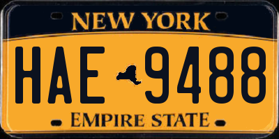 NY license plate HAE9488