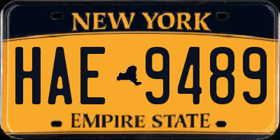 NY license plate HAE9489