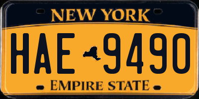 NY license plate HAE9490