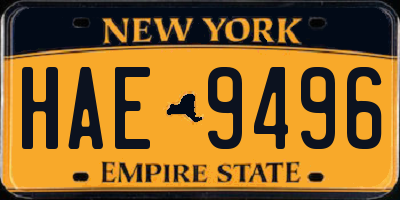 NY license plate HAE9496