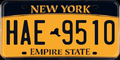 NY license plate HAE9510