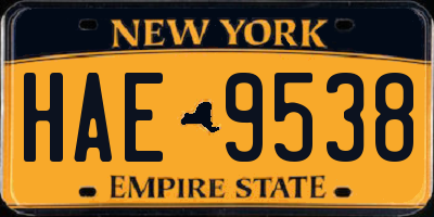 NY license plate HAE9538