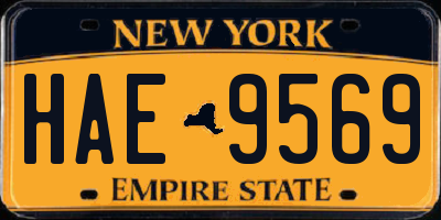 NY license plate HAE9569