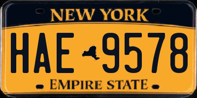 NY license plate HAE9578