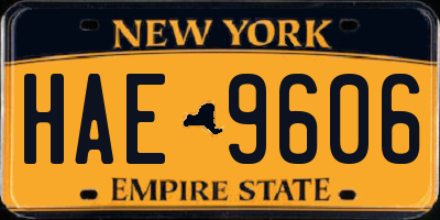 NY license plate HAE9606