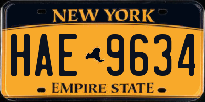 NY license plate HAE9634