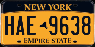 NY license plate HAE9638