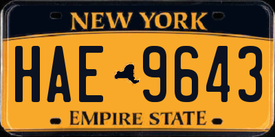 NY license plate HAE9643
