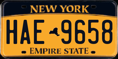 NY license plate HAE9658