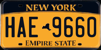 NY license plate HAE9660