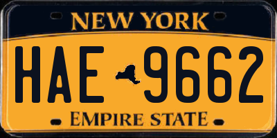 NY license plate HAE9662