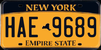 NY license plate HAE9689