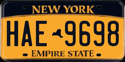 NY license plate HAE9698