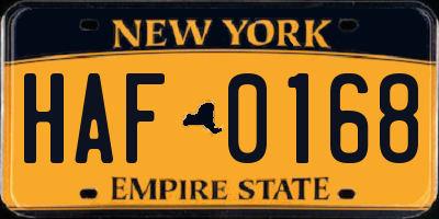NY license plate HAF0168