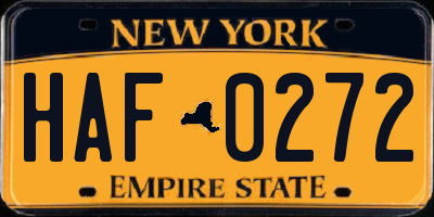 NY license plate HAF0272