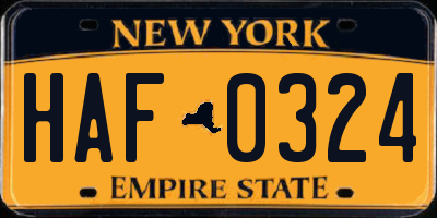 NY license plate HAF0324