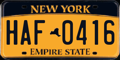 NY license plate HAF0416