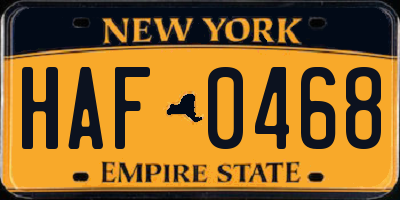 NY license plate HAF0468