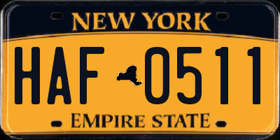 NY license plate HAF0511
