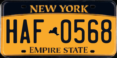NY license plate HAF0568