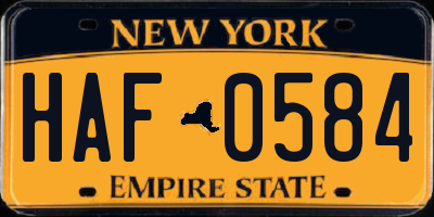 NY license plate HAF0584