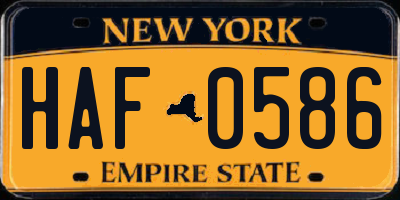 NY license plate HAF0586