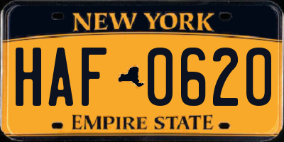 NY license plate HAF0620