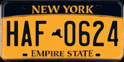 NY license plate HAF0624