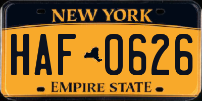 NY license plate HAF0626