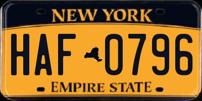 NY license plate HAF0796