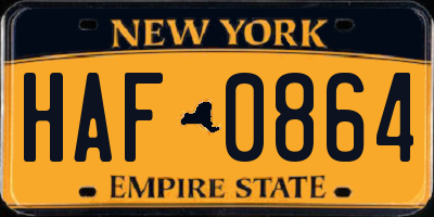 NY license plate HAF0864