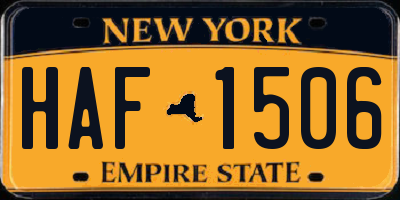 NY license plate HAF1506