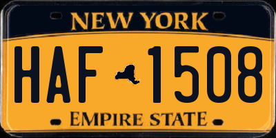 NY license plate HAF1508
