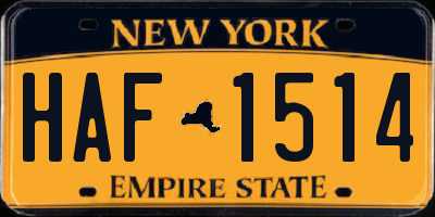 NY license plate HAF1514