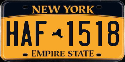 NY license plate HAF1518