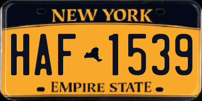 NY license plate HAF1539