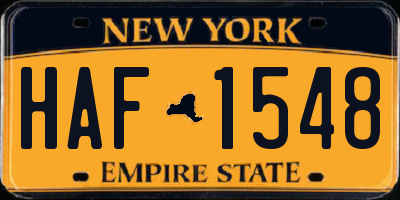 NY license plate HAF1548